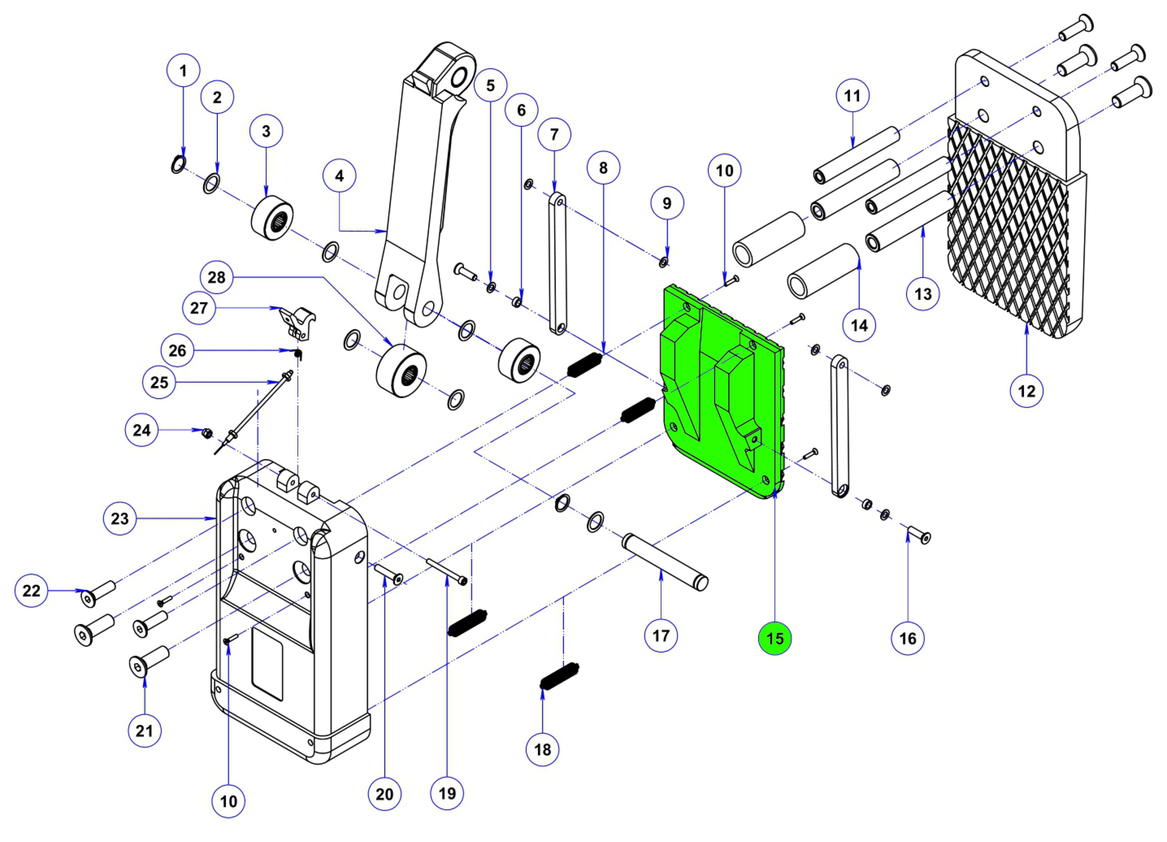 15 Clamp center plate for ALG75