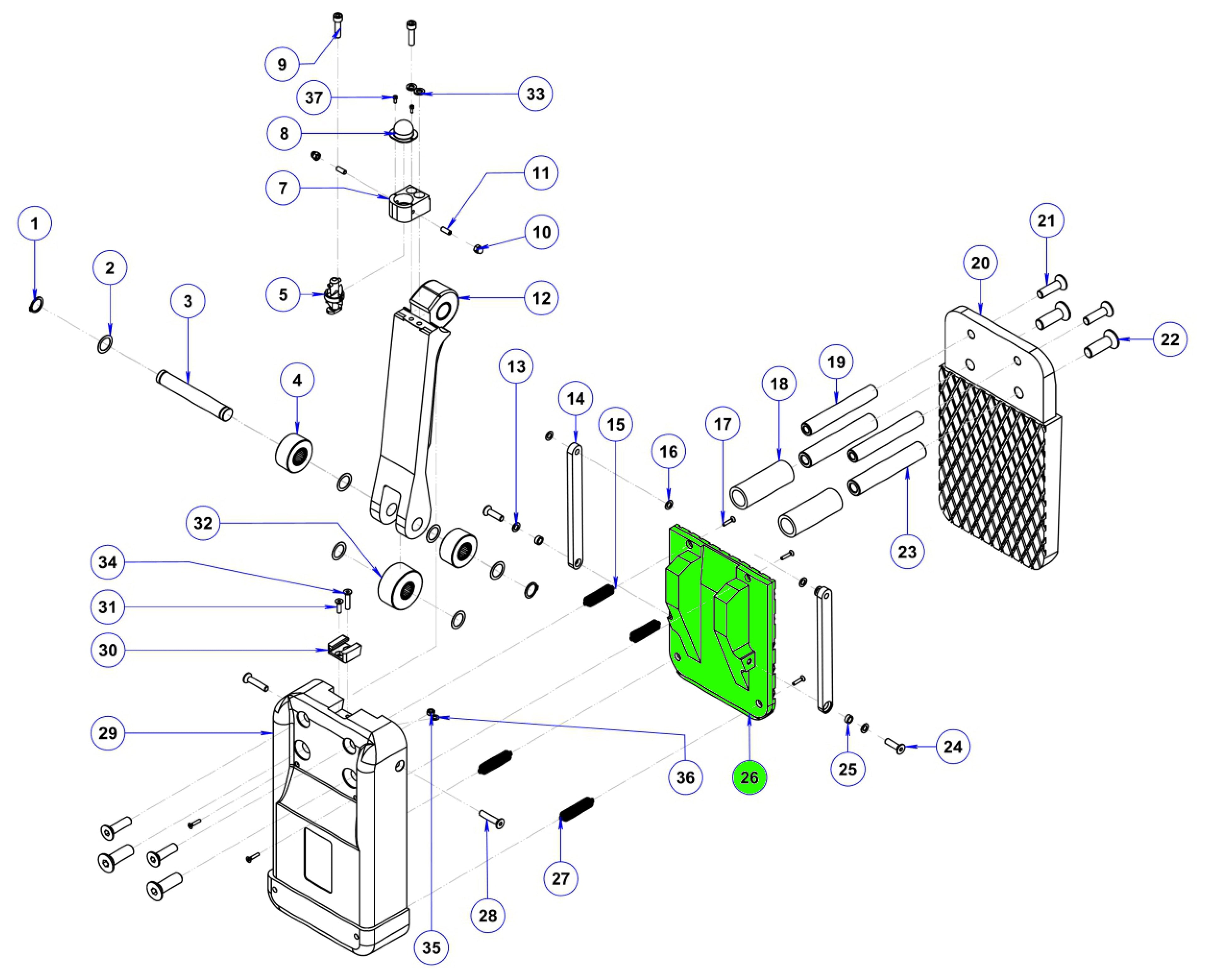 26 Clamp center plate for ALG75A