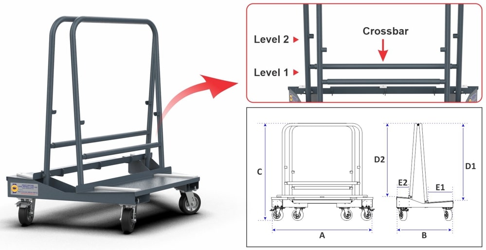 Abaco Nesting Dual Drywall Cart 049